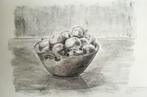 Louis van Gorkum - Schaal met appels - Houtskool - 46x57, Ophalen of Verzenden