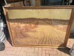 Oud schilderij tekening ??in grote lijst, Ophalen of Verzenden