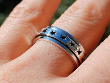 Vanoli 925 zilver draai spin ring unisex ster maat 18,5 20 beschikbaar voor biedingen