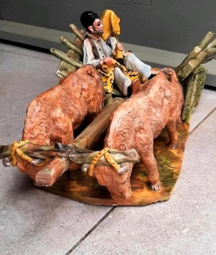 Keramiek Boer met Ossenkar - A. Massida C.A., Antiek en Kunst, Kunst | Beelden en Houtsnijwerken, Ophalen of Verzenden