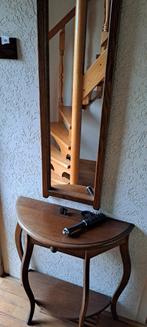 Wand tafeltje met spiegel eiken hout, Antiek en Kunst, Ophalen, Rechthoekig