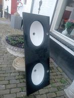 Dubbele hardstenen wasbak - 1 wasbak defect, Gebruikt, Minder dan 100 cm, Wasbak of Wastafel, 50 tot 75 cm