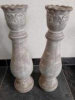 kandelaars - gips - brocante - 2 stuks, Ophalen, Gebruikt, Minder dan 25 cm