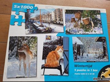 5x1000 puzzels - Wintertijd: in 1 box beschikbaar voor biedingen
