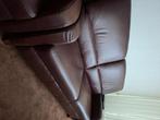 Bankstel + 2 fauteuils bruin leer, Ophalen, Gebruikt, 150 tot 200 cm, Tweepersoons