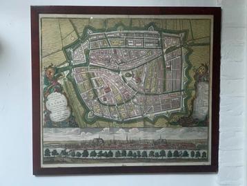 Antieke originele stadsplattegrond  van Leiden circa 1740 beschikbaar voor biedingen