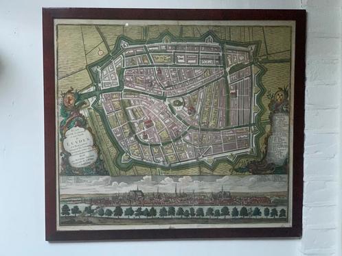 Antieke originele stadsplattegrond  van Leiden circa 1740, Antiek en Kunst, Kunst | Etsen en Gravures, Ophalen of Verzenden