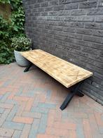 Nieuw decoratief bankje van hout en houten X-poten 120x40x36, Ophalen, Nieuw, Hout