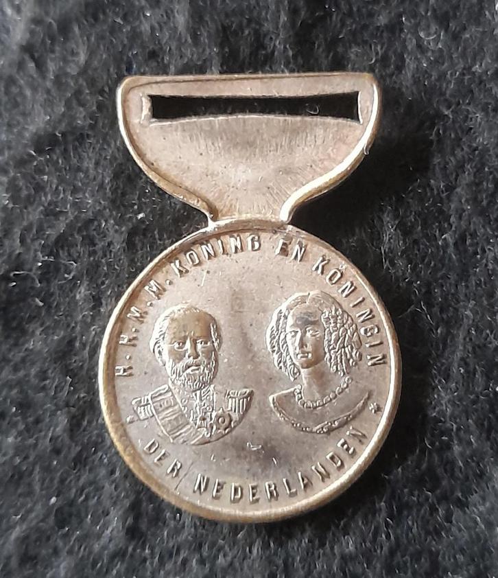penning 25 jaar kroningsfeest Willem III en Sophie 1849-1874, Postzegels en Munten, Penningen en Medailles, Overige materialen