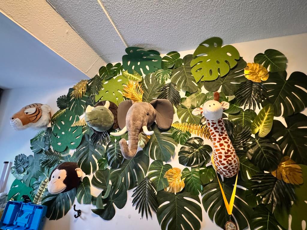 Muur deco kinderkamer dierenkoppen, Twee personen