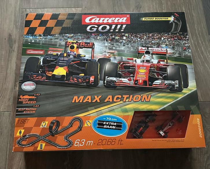 Carrera GO!!! Max Action Racebaan - Max Verstappen, Kinderen en Baby's, Speelgoed | Racebanen, Zo goed als nieuw, Racebaan, Elektrisch