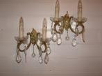 Franse zilver vernikkelde wandlampen met glasbol onder, Ophalen of Verzenden, Gebruikt