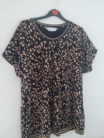 Nieuwe blouse lang81cm Mia Moda 2XL zwart/ecru katoen/modal. beschikbaar voor biedingen