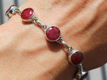 Vanoli - 925 zilveren armband met ruwe robijn - rond beschikbaar voor biedingen