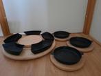 Serveerset draaiplateau + 3 bordjes, gietijzeren schaaltjes, Huis en Inrichting, Keuken | Servies, Ophalen, Overige materialen