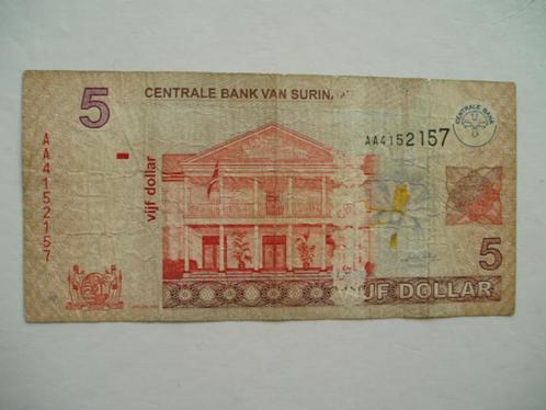 1147. Suriname, 5 dollars 2004., Postzegels en Munten, Bankbiljetten | Amerika, Los biljet, Zuid-Amerika, Verzenden