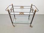 Vintage regency messing metaal bar cart drank trolley goud, Huis en Inrichting, Barren, N, N, Ophalen of Verzenden, Zo goed als nieuw