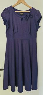 Lindy Bop Jurk Donkerblauw Relief, Kleding | Dames, Verzenden, Paars, Zo goed als nieuw, Knielengte