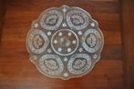 Vintage Taart Gebak Schaal Bord Glas Kroon 26 cm, Ophalen