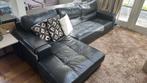 Black faux leather lounge sofa, Ophalen, 250 tot 300 cm, Gebruikt, Modern