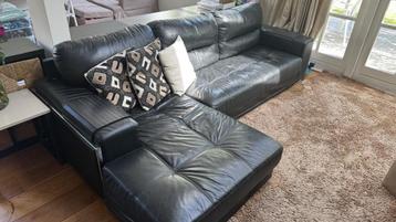 Black faux leather lounge sofa beschikbaar voor biedingen