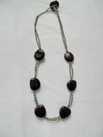 Ketting met kraaltjes en grote platte zaden, Ophalen of Verzenden, Gebruikt, Bruin, Overige materialen