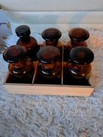 6 Bruine Apothekersflesjes met Stop, Ophalen of Verzenden, Gebruikt, Bruin, Minder dan 25 cm