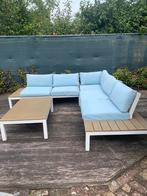 Kettler moderne aluminium loungeset met lichtblauwe kussens, Tuin en Terras, Ophalen, 5 zitplaatsen, Bijzettafel, Aluminium