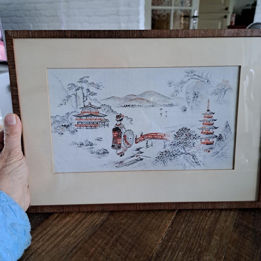 Chinese Tekening achter Glas komt van Kunsthandel 37x27 cm, Ophalen of Verzenden