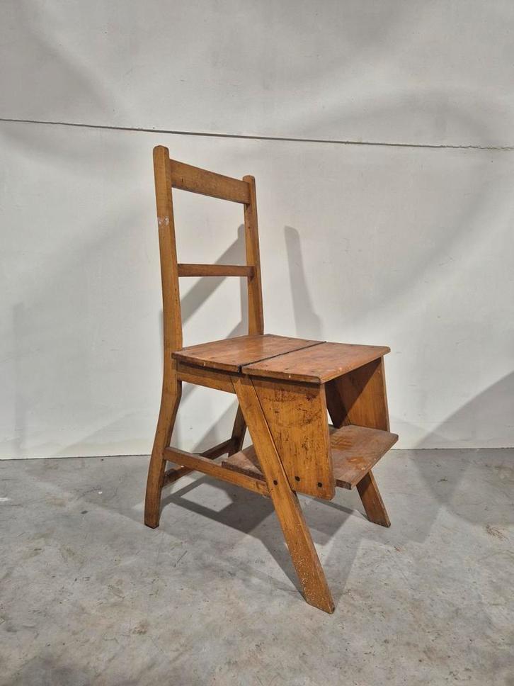 Jaren 30 bibliotheek stoel trap, Antiek en Kunst, Antiek | Meubels | Stoelen en Banken, Ophalen of Verzenden