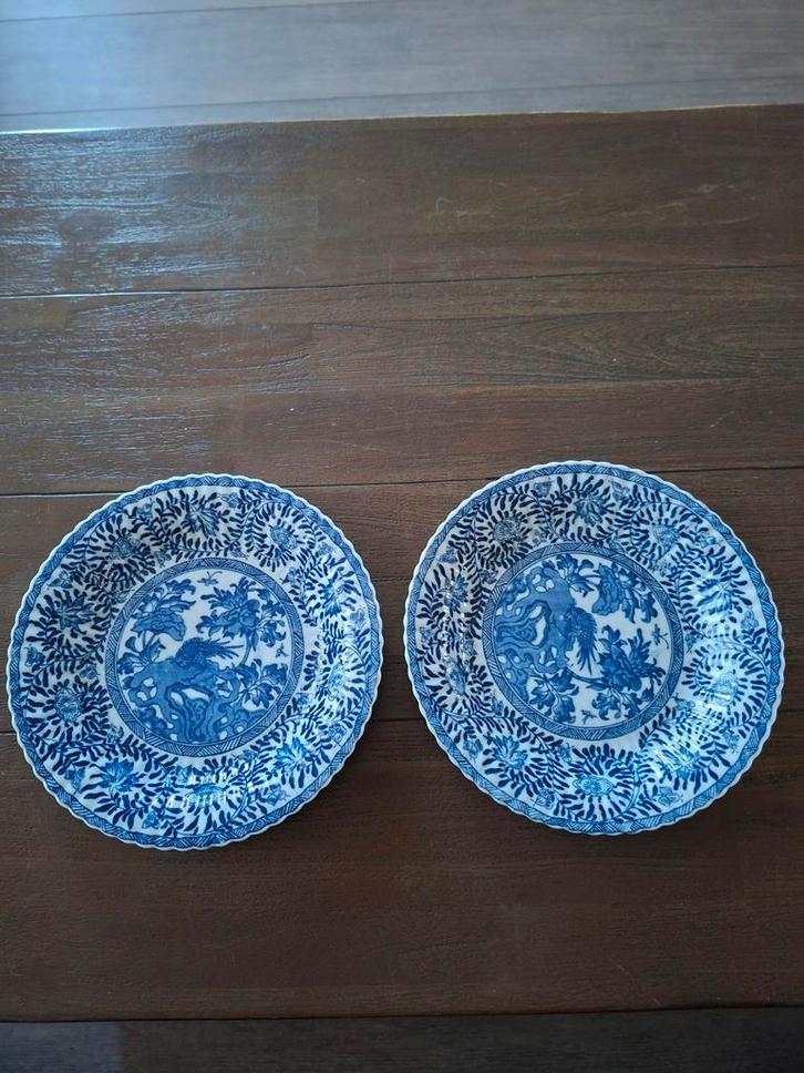 Drie blauw-witte borden van Royal Mosa Maastricht, Antiek en Kunst, Antiek | Schalen, Ophalen of Verzenden