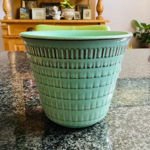 Plantpot, bloempot, zeegroen, vintage, Huis en Inrichting, Kamerplanten, Ophalen