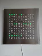 Woordklok van RVS, eikenhout of bamboehout (50x50cm), Huis en Inrichting, Woonaccessoires | Klokken, Ophalen of Verzenden, Nieuw