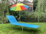 Retro parasol of paraplu (hybride model), Tuin en Terras, Parasols, Strandparasol, Gebruikt, Ophalen