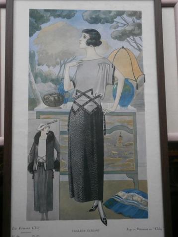 Mooie oude Mode Prent La Femme Chique, mooi lijstje beschikbaar voor biedingen