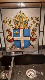 Religie  Bisdom Roermond  glas in lood 38x31, Antiek en Kunst, Antiek | Religie, Ophalen of Verzenden