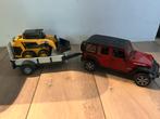 Bruder Jeep met aanhanger & CAT bulldozer, Ophalen, Gebruikt, Jongen of Meisje