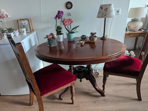 antieke eethoek 'k schat 100 jaar oud, Huis en Inrichting, Tafels | Eettafels, Gebruikt, Vier personen, Ovaal, Ophalen