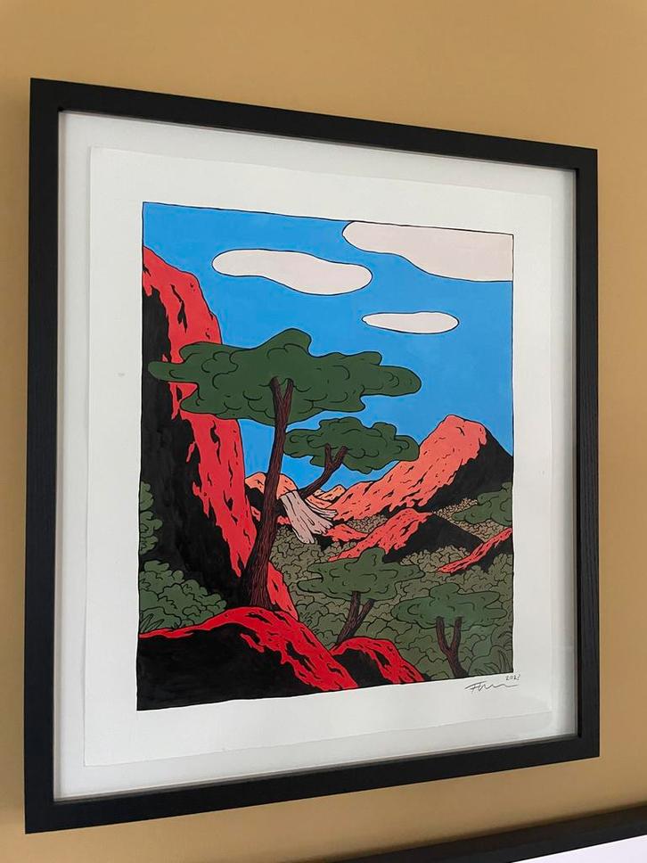 Floor van het Nederend - origineel werk ‘A scarf…’, Antiek en Kunst, Kunst | Schilderijen | Modern, Ophalen of Verzenden