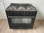 Smeg 6 pits fornuis wokbrander hetelucht oven 90 cm zwart, Witgoed en Apparatuur, Fornuizen, Ophalen, 60 cm of meer, Grill, Zo goed als nieuw