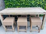 Tuintafel inclusief 6 krukken, Ophalen, Gebruikt, 6 zitplaatsen, Teakhout