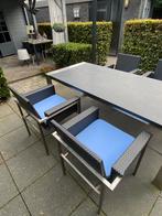 Granieten Tuintafel met RVS Onderstel & 4 Stoelen, Tuin en Terras, Tuintafels, Ophalen, Zo goed als nieuw, Rechthoekig, Rvs