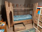 Stoer steigerhouten kasteelbed 90x200cm, Kinderen en Baby's, Kinderkamer | Bedden, Ophalen, 85 tot 100 cm, Gebruikt, Lattenbodem