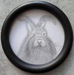tekening Angora konijn  14cm doorsnede, Huis en Inrichting, Woonaccessoires | Schilderijen, Tekeningen en Foto's, Tekening, Ophalen