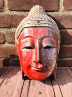 Antieke Boeddha kop houtsnijwerk 26 cm, Zo goed als nieuw