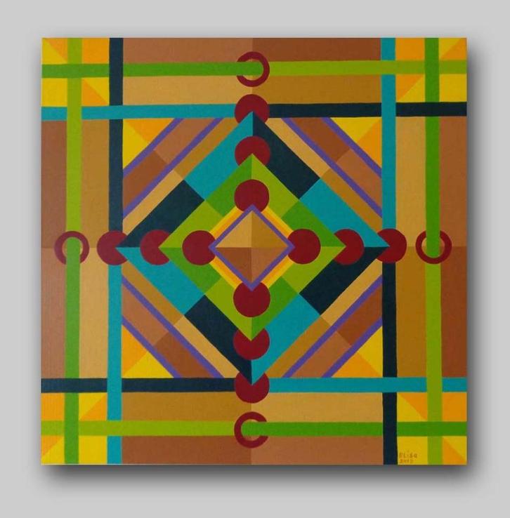 "Kleurig" met cirkels en vlakken, Antiek en Kunst, Kunst | Schilderijen | Abstract, Ophalen