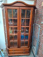 Mooie houten kast met glazen deuren, Huis en Inrichting, Kasten | Buffetkasten, Ophalen, Gebruikt, 100 tot 150 cm, Glas