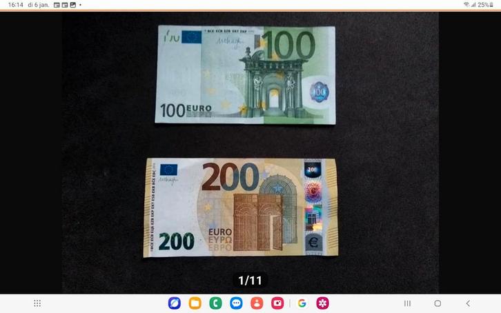 2 mooie biljetten van 100 euro en 200 euro, Postzegels en Munten, Bankbiljetten | Europa | Eurobiljetten, Overige landen, Ophalen of Verzenden