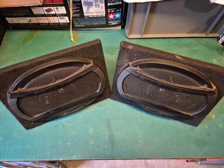 Pioneer ovale speakers in speakerkisten., Auto diversen, Autospeakers, Zo goed als nieuw, Ophalen of Verzenden
