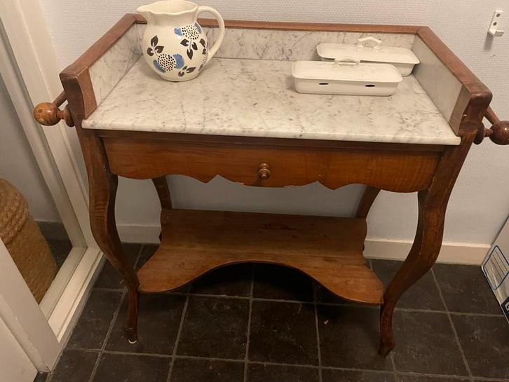 Antieke Hollandse Wastafel met Marmeren Blad, Antiek en Kunst, Antiek | Meubels | Tafels, Ophalen